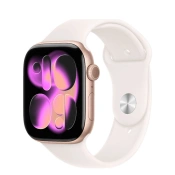 Apple Watch Series 11 GPS 46mm Rose Gold Aluminum Case with Light Blush Sport Band - S/M (MEV64)