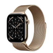 Apple Watch Series 11 GPS + Cellular 46mm Gold Titanium Case with Gold Milanese Loop - S/M (MFD74)